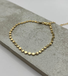 18k Gold Filled Flat Disc Bracelet