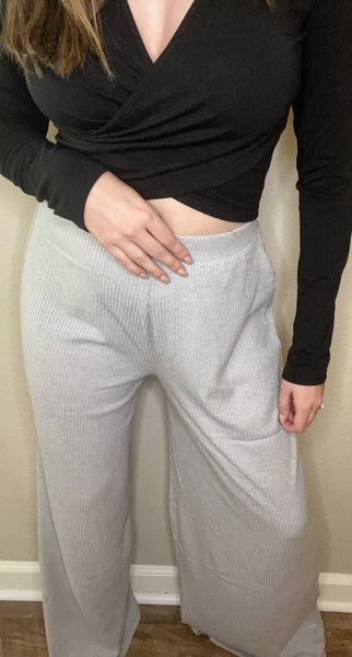 Grey Effortless Boho Wide Leg Pants