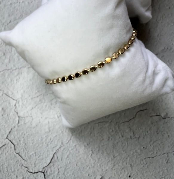 18k Gold Filled Flat Disc Bracelet