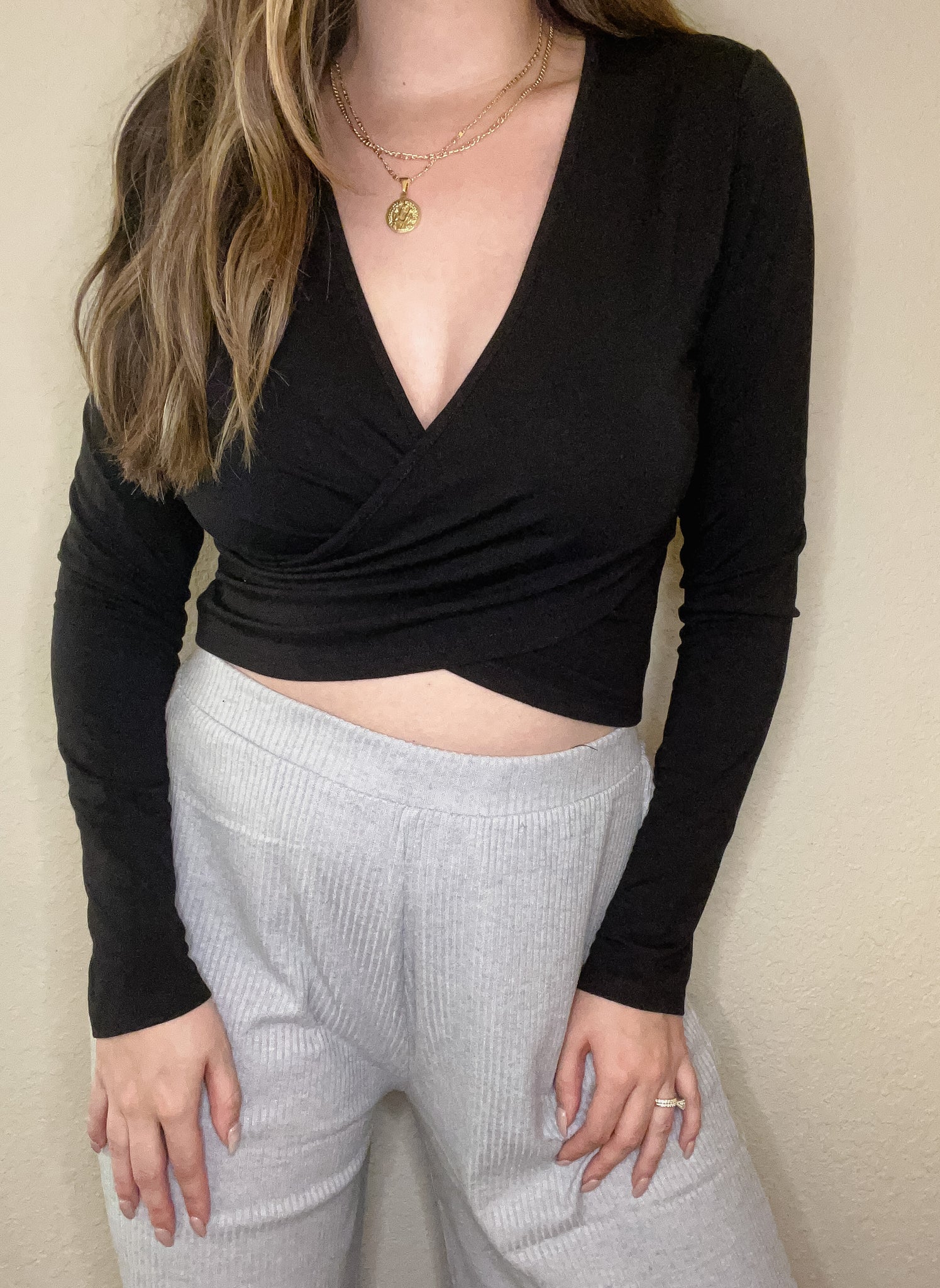 Grey Effortless Boho Wide Leg Pants