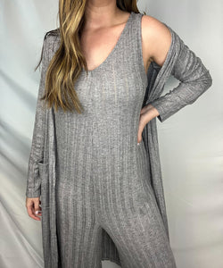 Gorgeous Gorgeous Grey Jumpsuit Cardigan Set